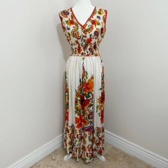 Me 2 Magic Anthropologie Tropical Floral Sleeveless Maxi Dress Size M - Picture 1 of 7
